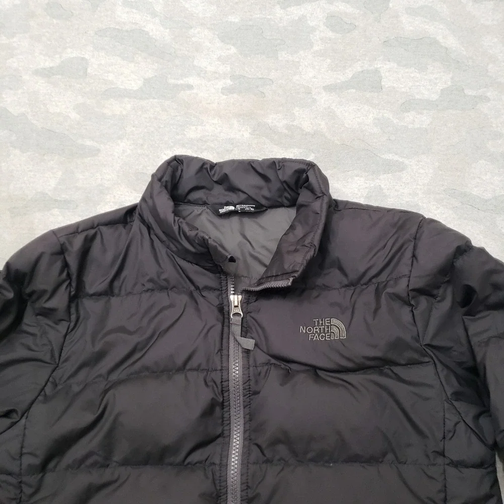 North Face Puffer Jacket Boys Large Black Goose Down 550 Outdoors Hiking Camp